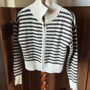And Now This, cream and brown zip up sweater. Never worn.